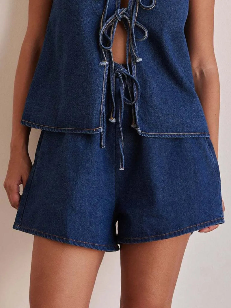 Elastic Waist Denim Shorts 3