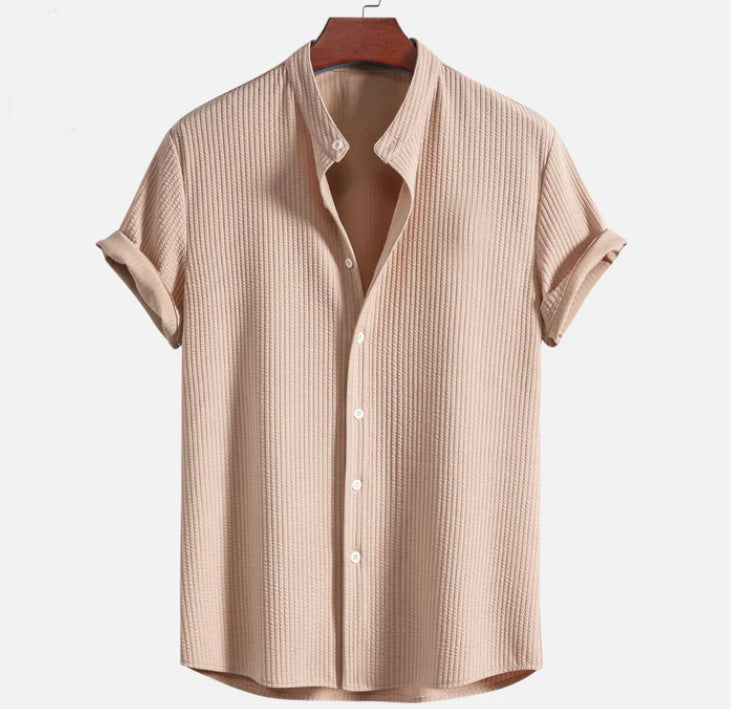 Cole Short-Sleeve Camp Shirt — Light Brown