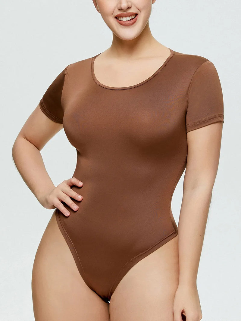 Full Size Round Neck Short Sleeve Bodysuit 2