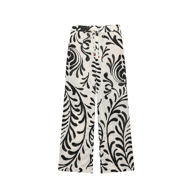 Linen Kimono Coord with Wide-Leg Pants — Pants