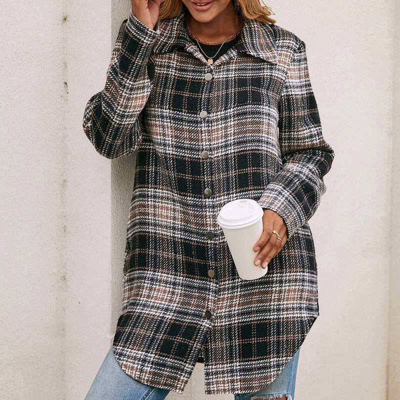 Giselle Plaid Relaxed Top in Black