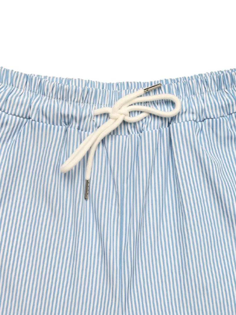 Drawstring Striped Wide Leg Cargo Pants 6