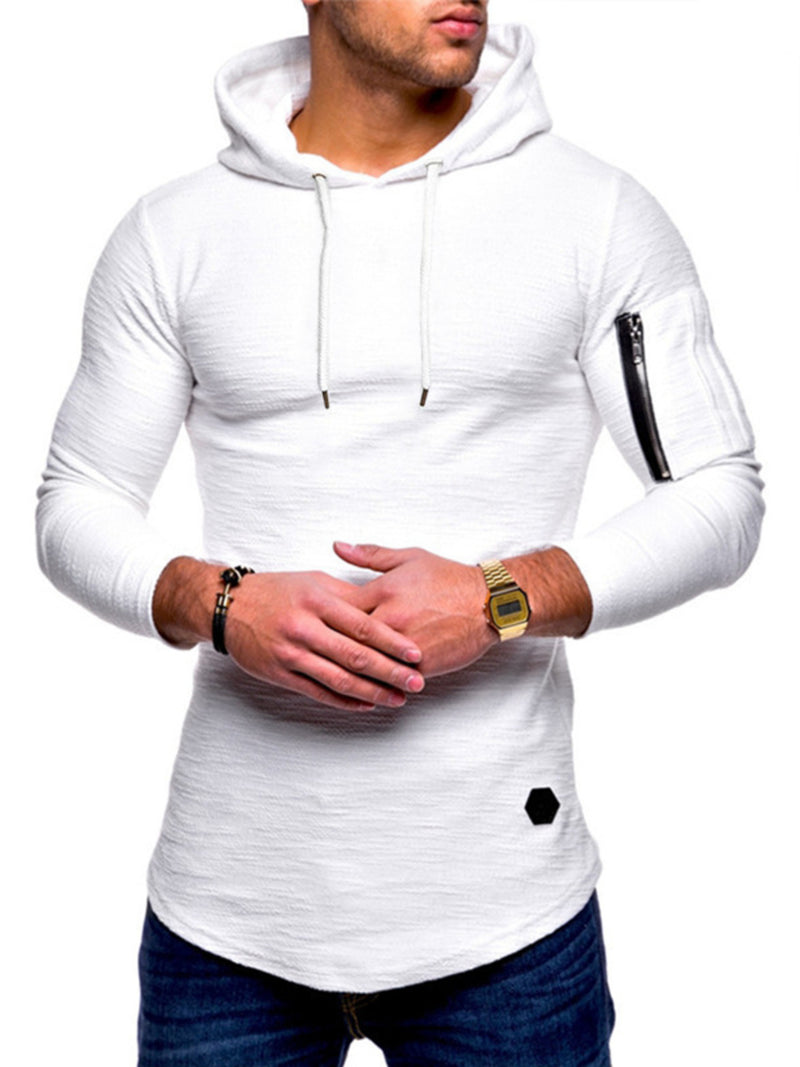 Men's Plus Size Casual Slim Fit Long Sleeve Hoodie White