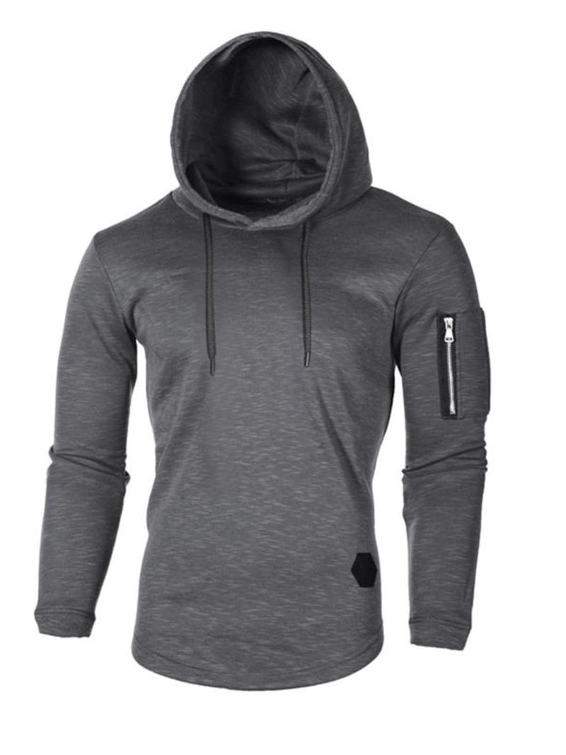 Men's Plus Size Casual Slim Fit Long Sleeve Hoodie Gray
