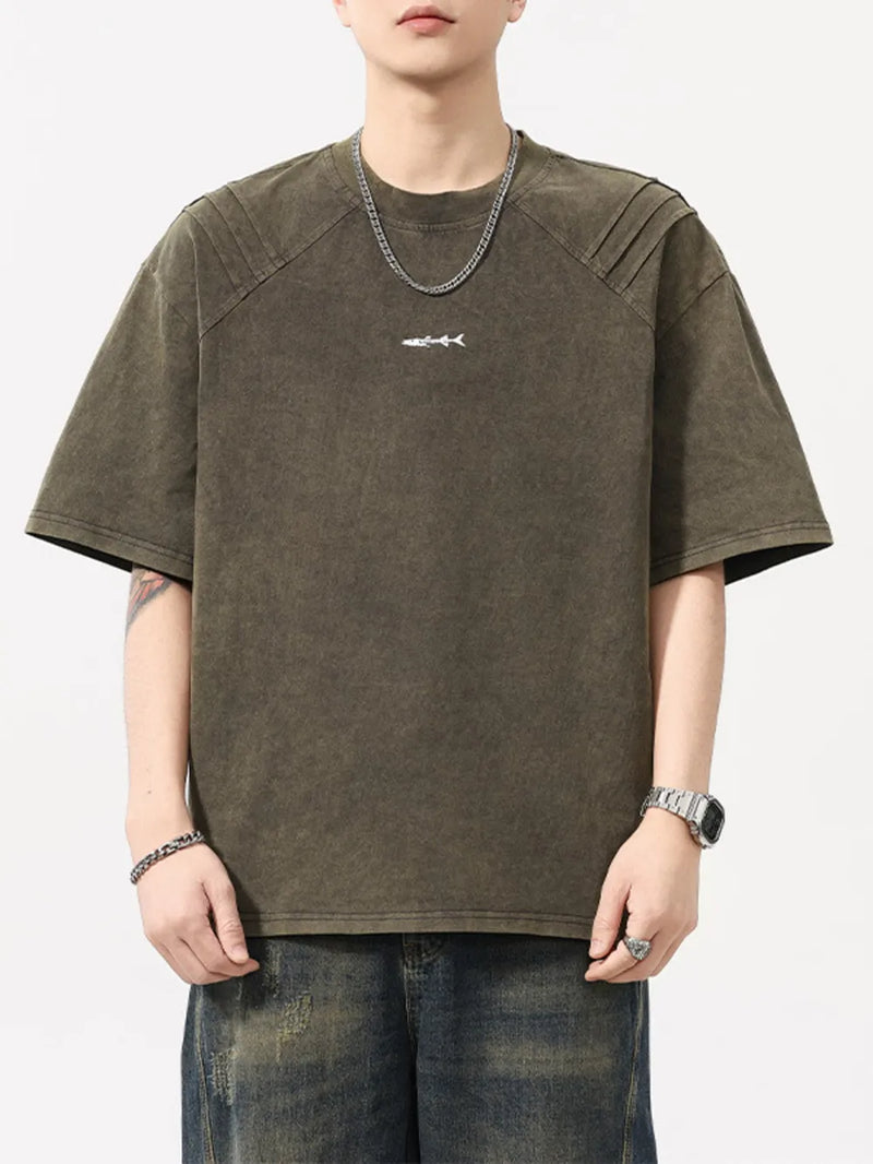 Men's Plus Size Vintage Washed Round Neck Tee 2