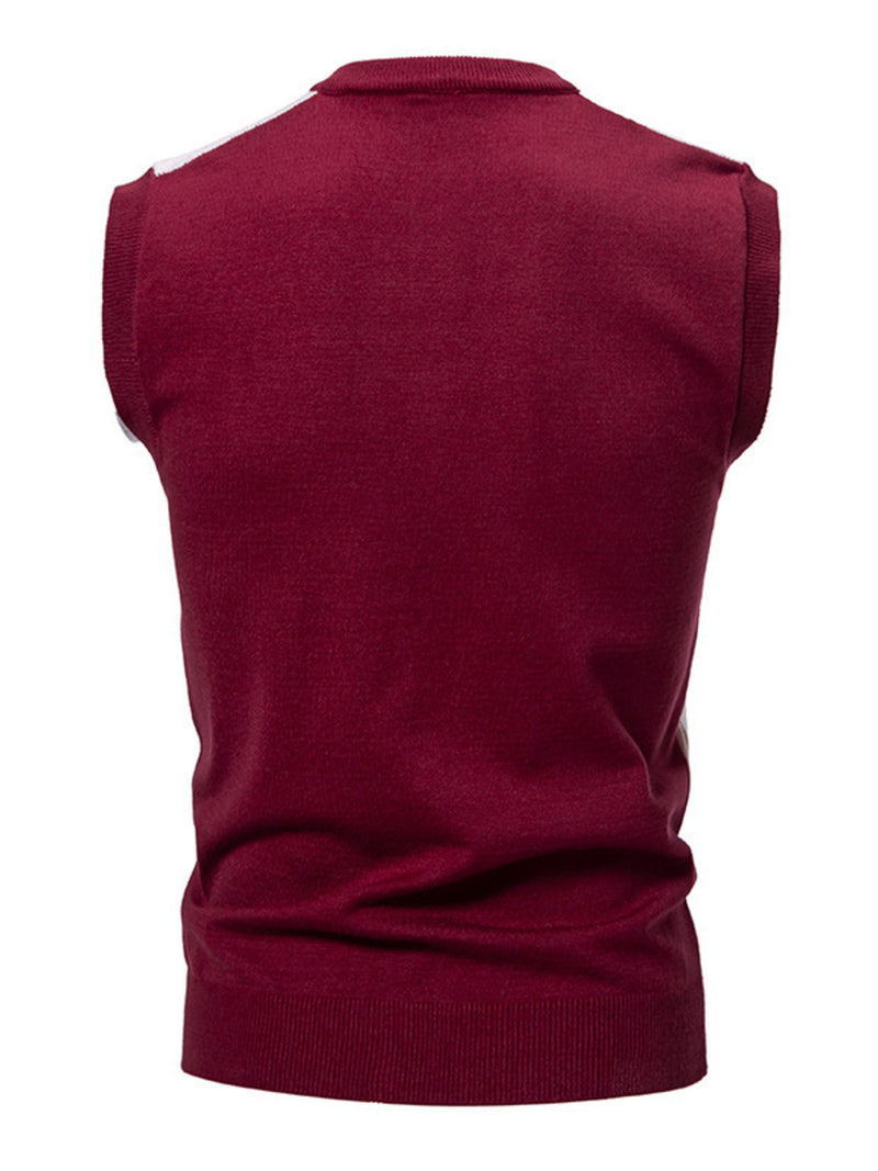 Men's Plus Size Diamond Pattern V-Neck Sweater Vest 5