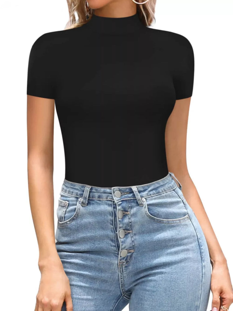 Mock Neck Short Sleeve Bodysuit 1
