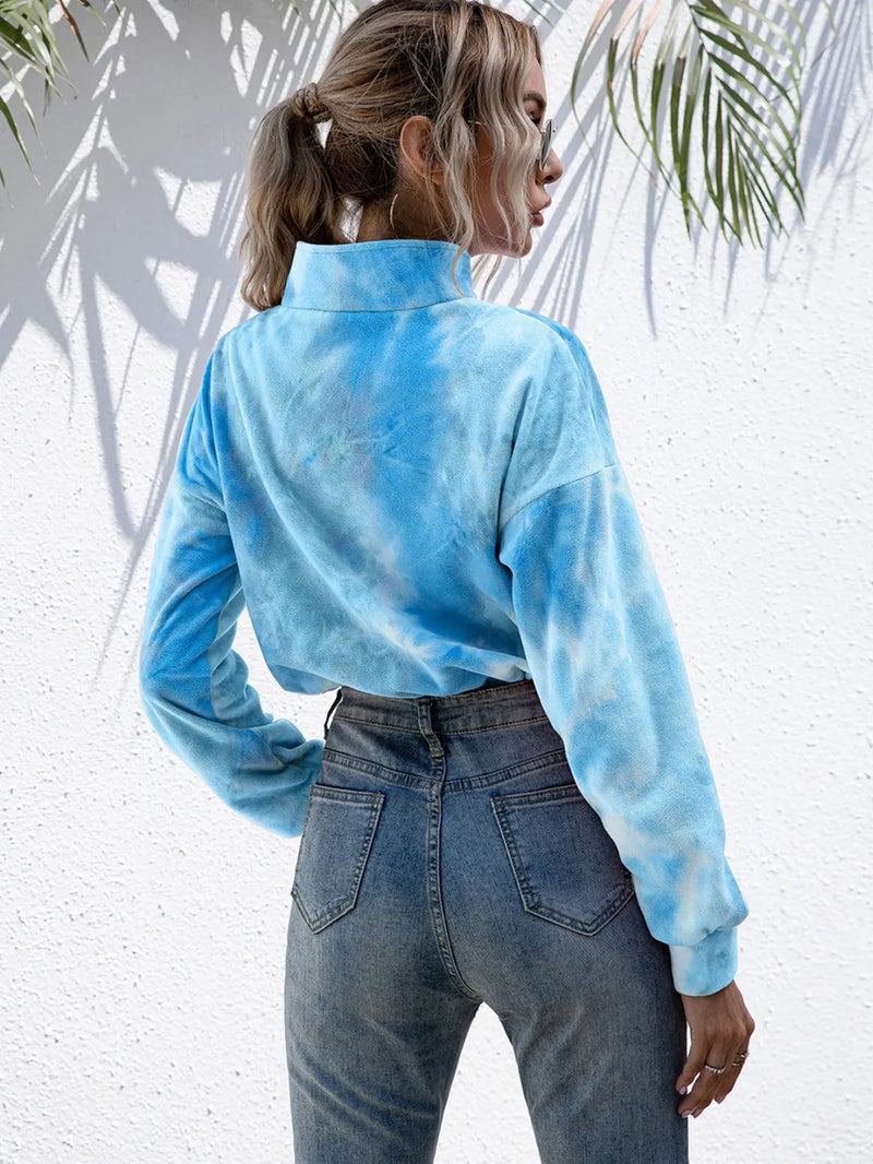 Ivy Lane Tie-Dye Quarter Zip Dropped Shoulder Sweatshirt 2