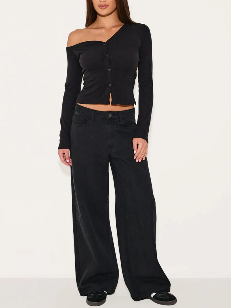 Asymmetrical Neck Button Up Cardigan 8