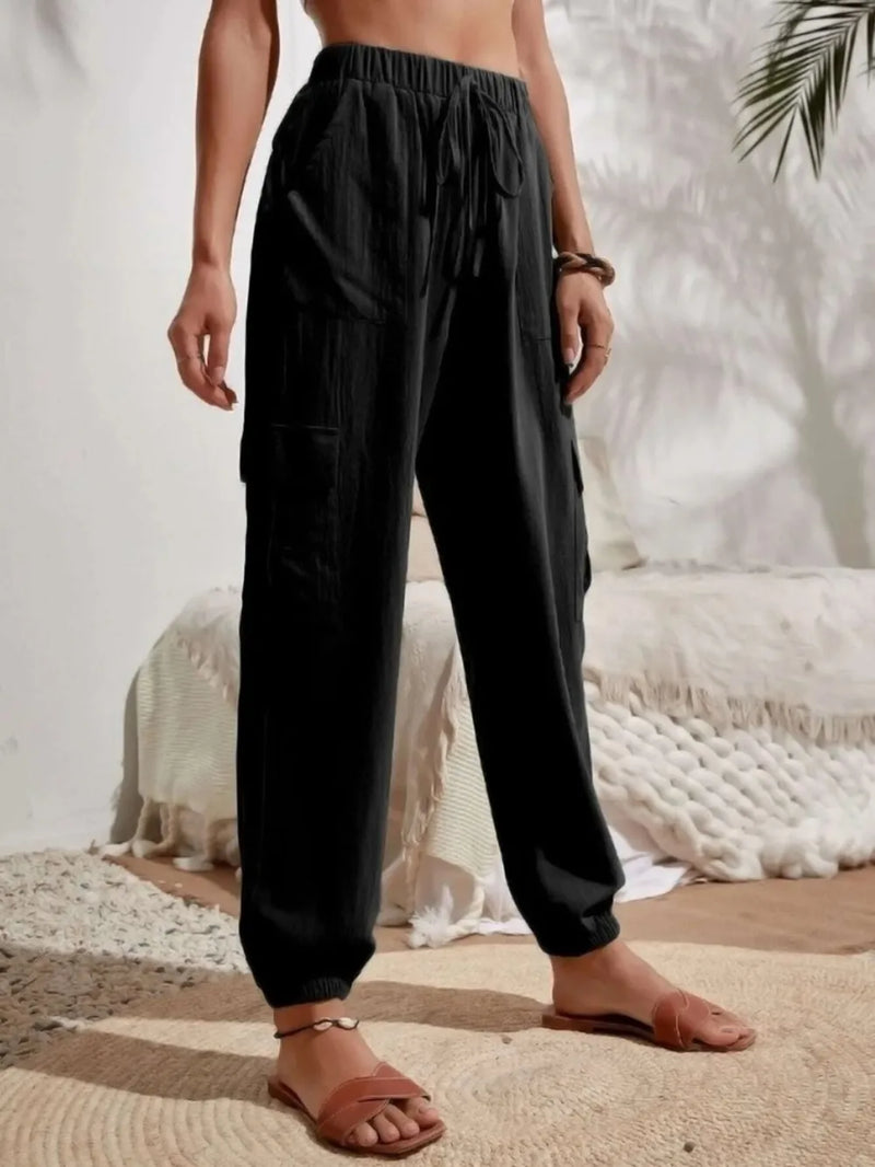 Drawstring Joggers with Cargo Pockets 5