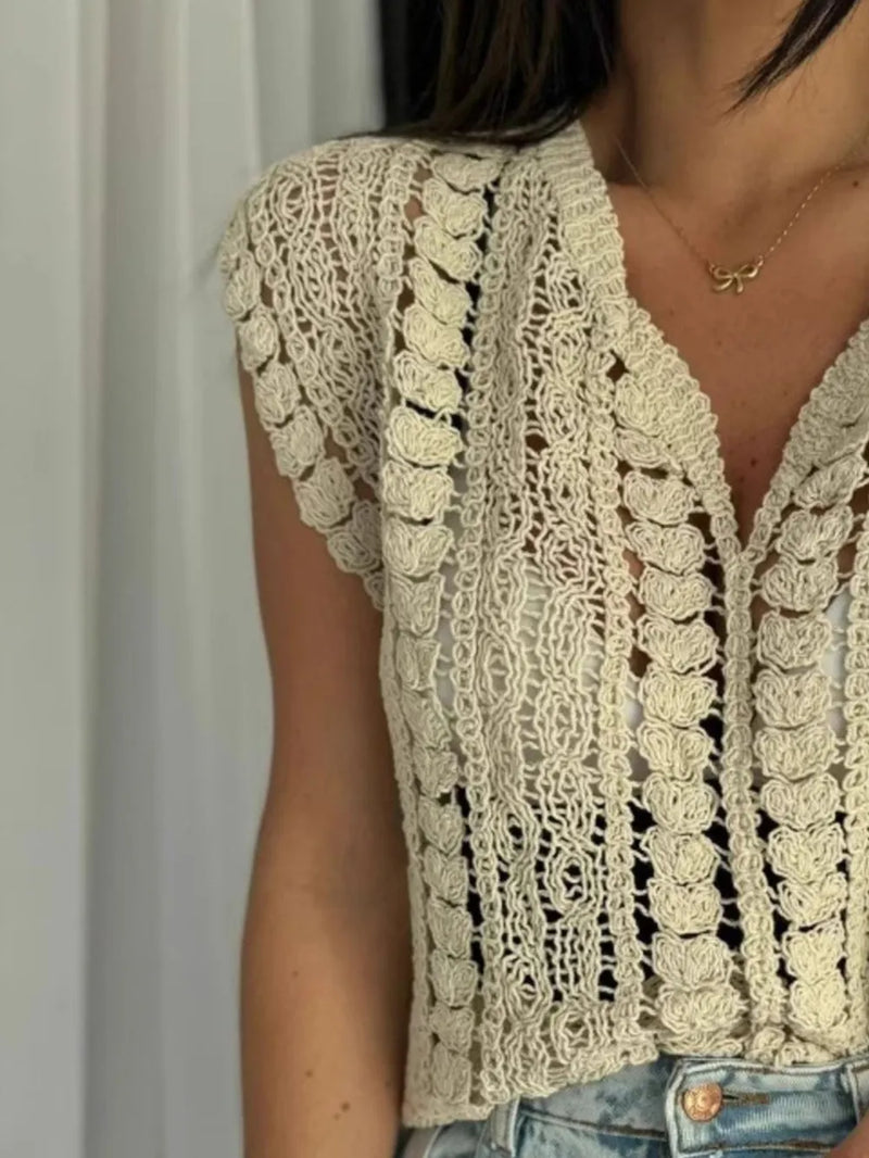 Crochet Knit V-Neck Sweater Vest 5