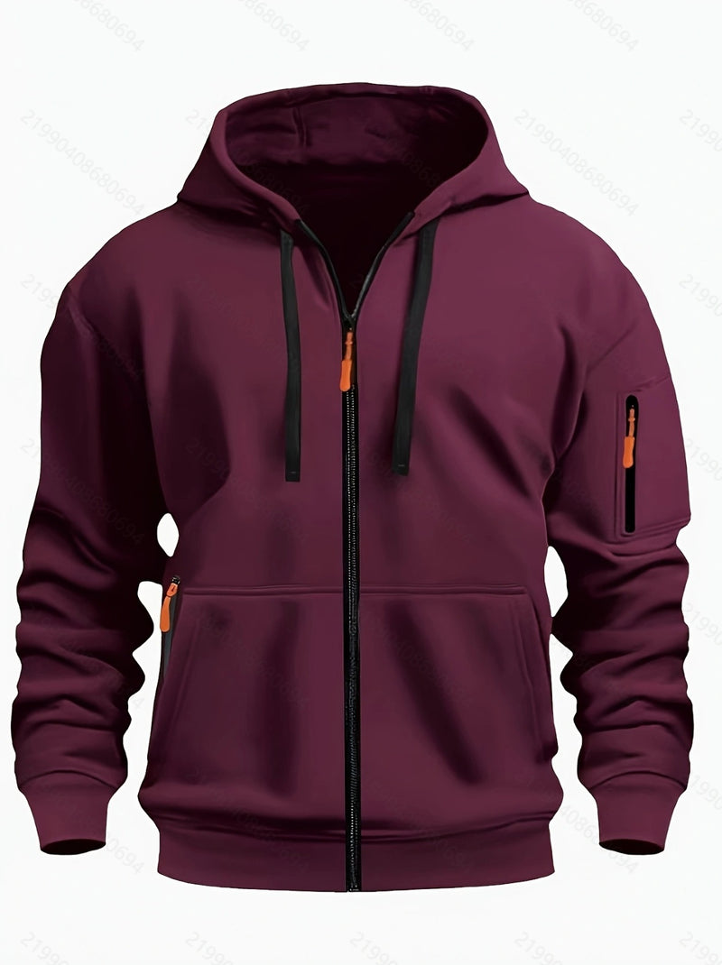 Carter Zip Hoodie Jacket — Wine Red