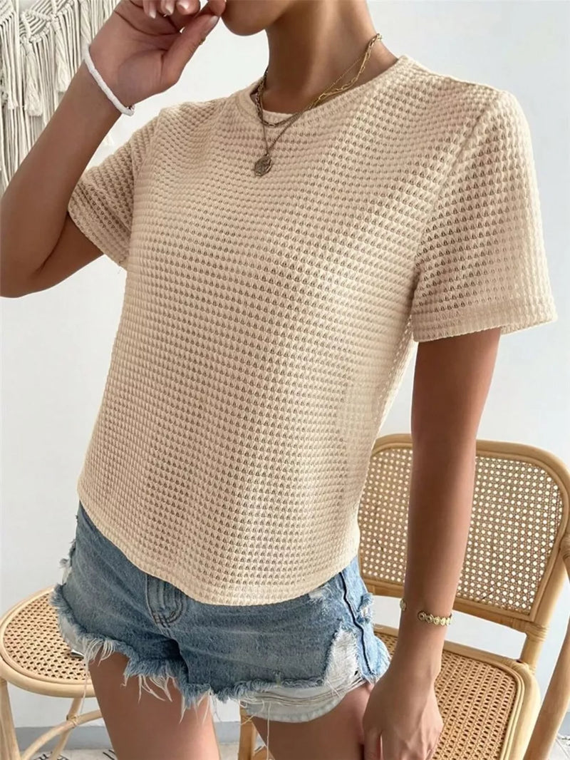 Waffle Knit Short Sleeve T-Shirt 7