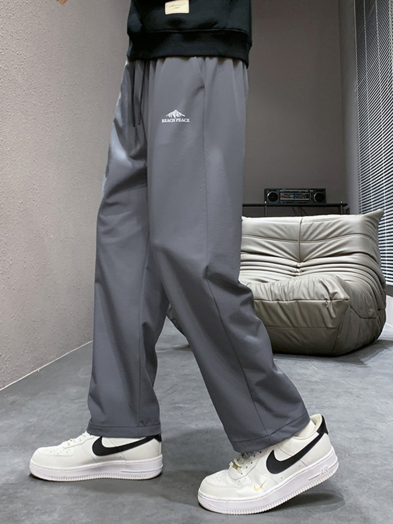 Men's Plus Size Relaxed Fit Drawstring Pants Gray