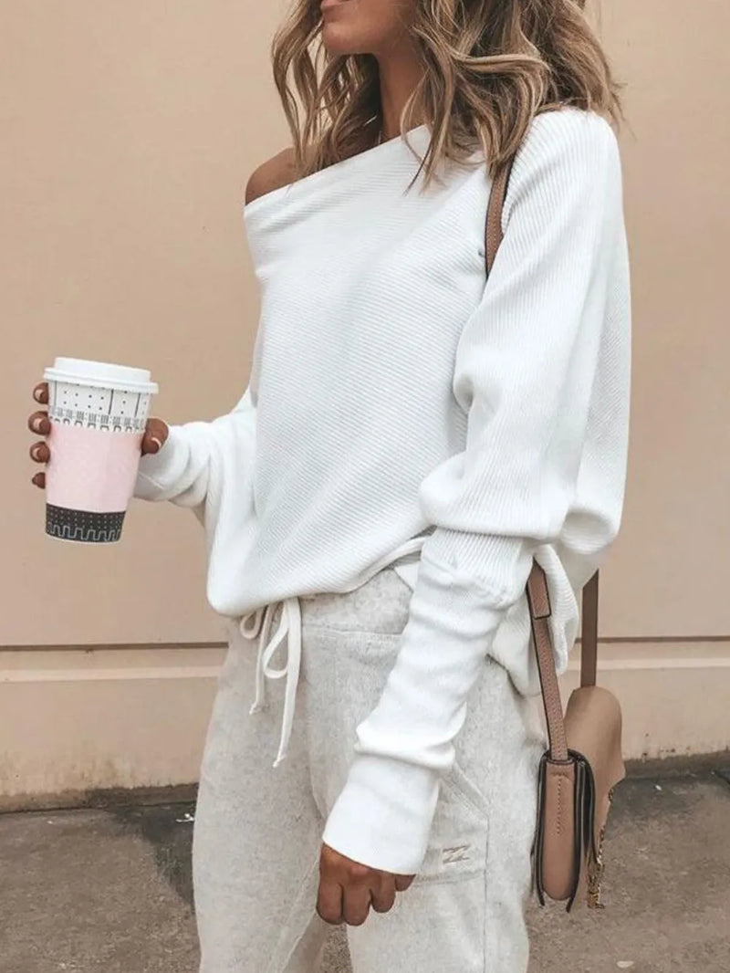 Single Shoulder Ribbed Knit Top 4