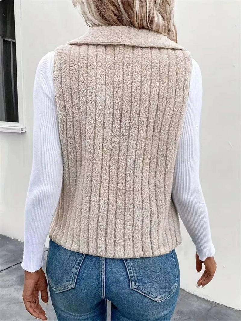 Cozy Fleece Open Front Vest Coat 3