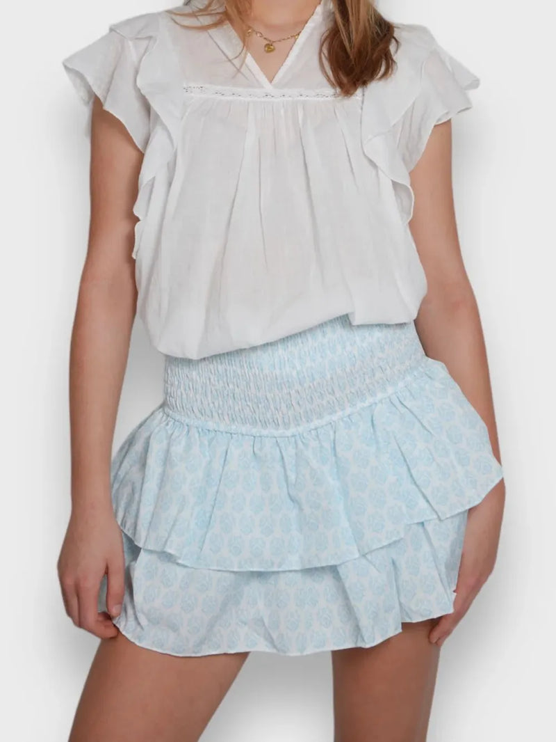 Smocked Wideband Waist Layered Mini Skirt | Hazel & June Pastel  Blue