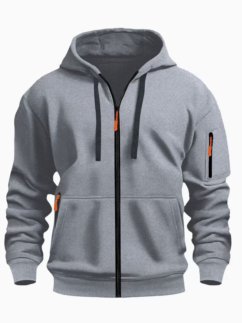 Carter Zip Hoodie Jacket — Light Gray