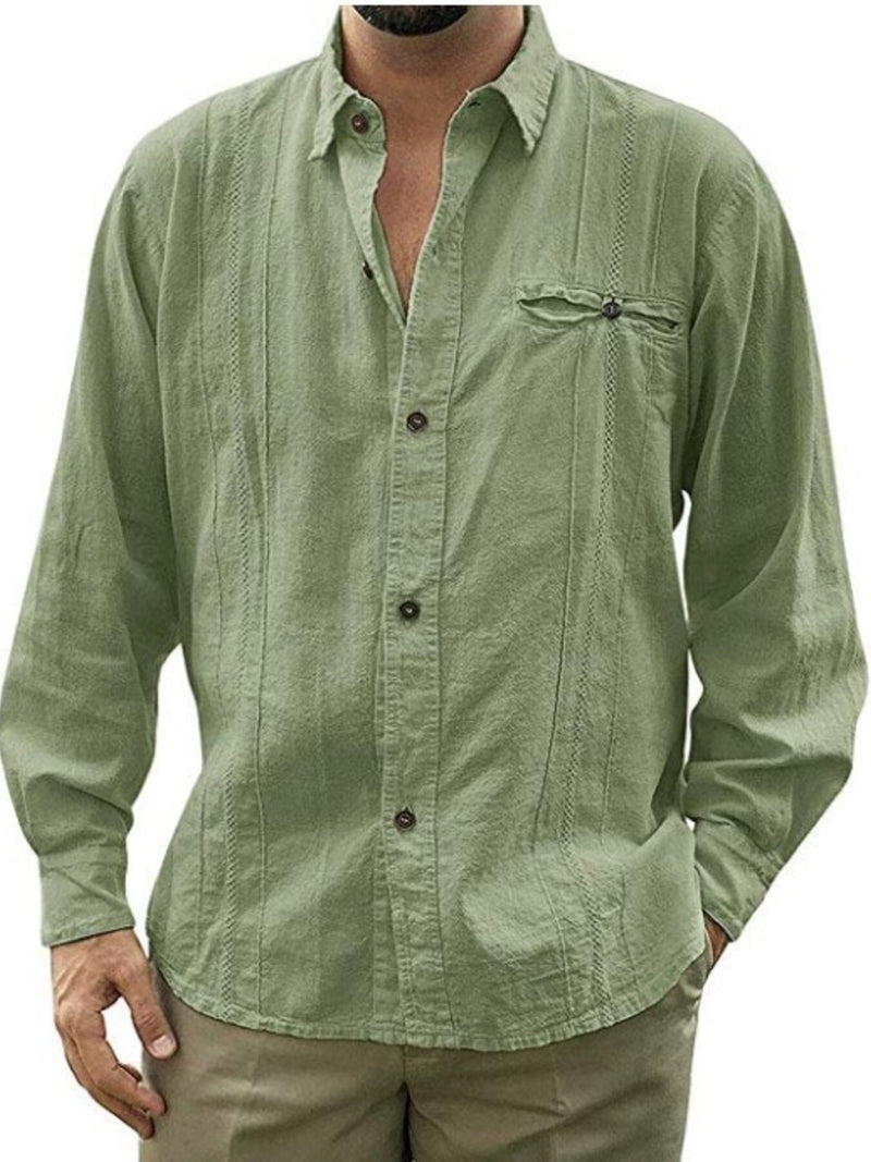 Men's Plus Size Button Up Long Sleeve Shirt | Hazel & June Green