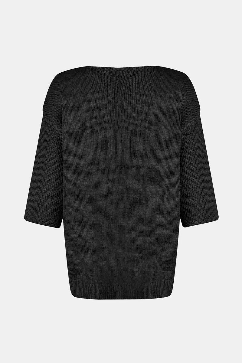 V-Neck Three-Quarter Sleeve Knit Top 3