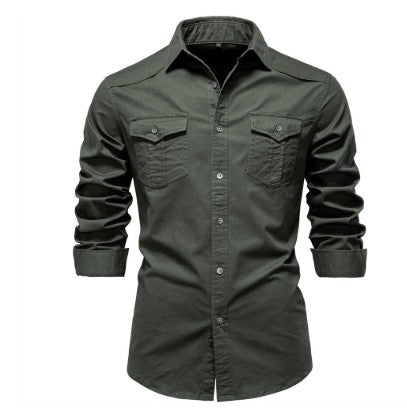 Miles Denim Button Shirt — Green