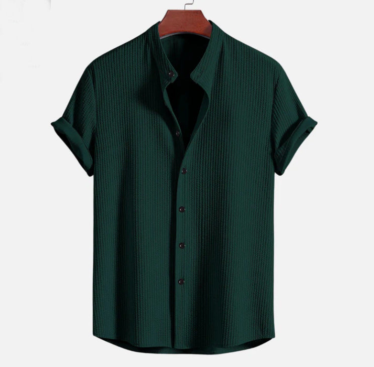 Cole Short-Sleeve Camp Shirt — Dark Green