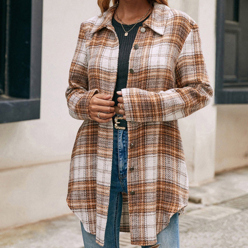 Giselle Plaid Shirt Jacket — Khaki