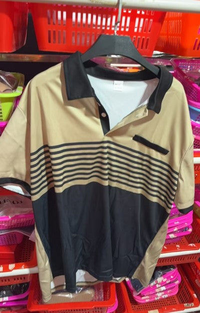 Owen Striped Chest-Pocket Shirt — Khaki