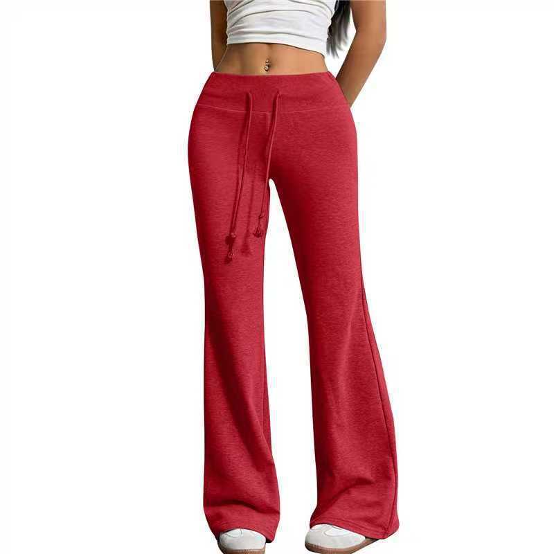 Drawstring Pleated Trousers — Red