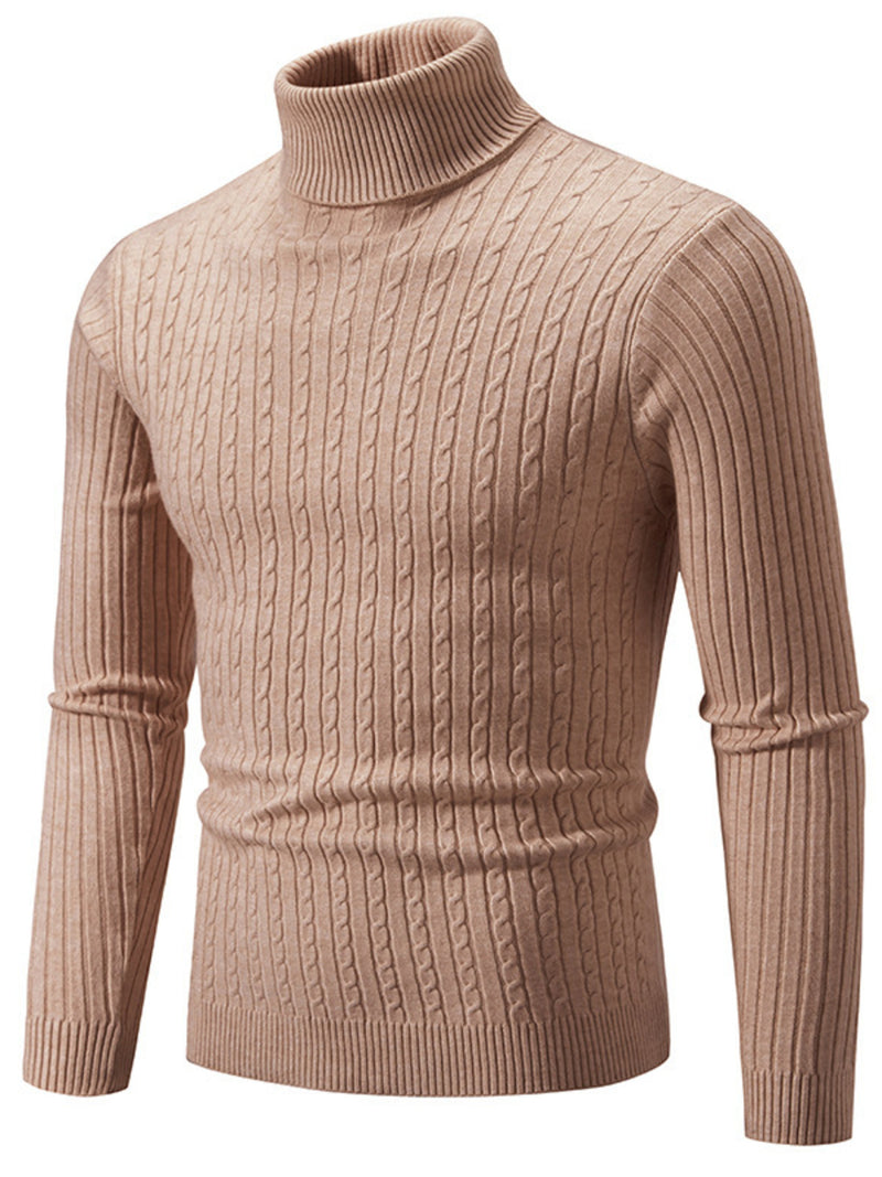 Men's Plus Size Ribbed Turtleneck Long Sleeve Sweater 10