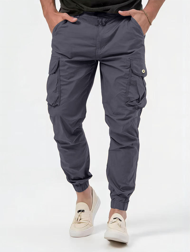 Beck Structured Cargo Trousers — Grey
