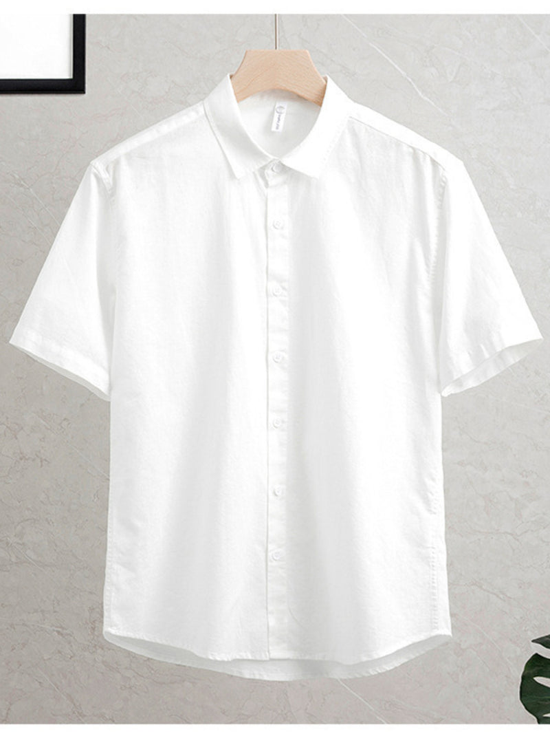 Men's Plus Size Button Up Short Sleeve Shirt White