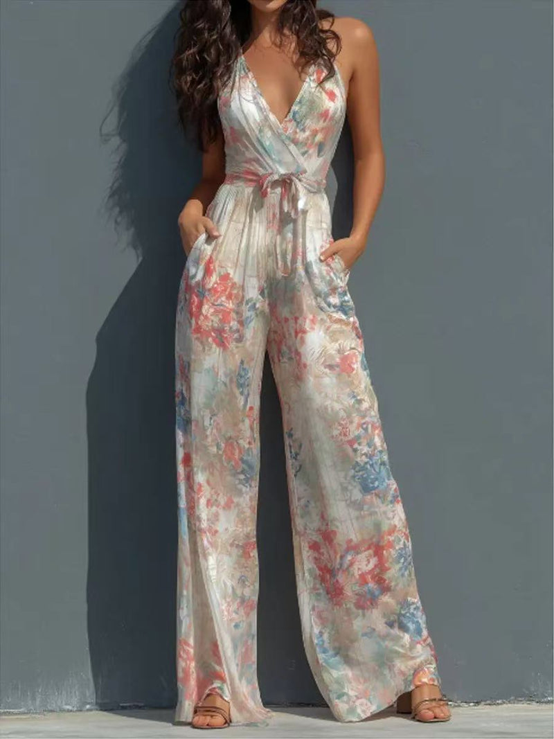 Floral Wide-Leg Belted Jumpsuit 1