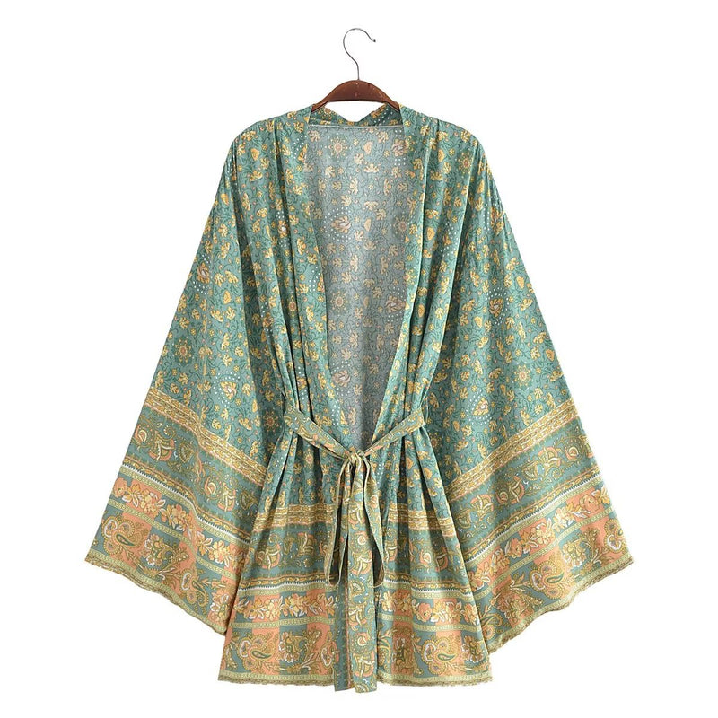 Sage Floral Paisley Boho Kimono 3