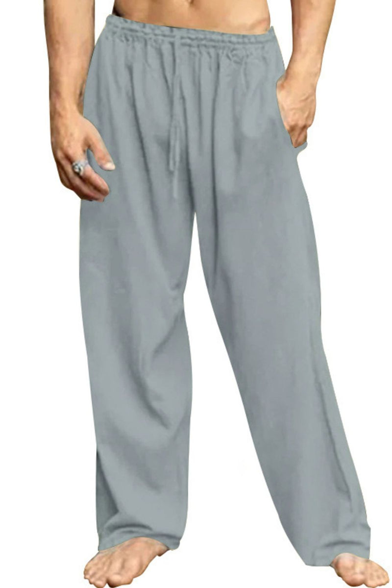 Men's Full Size Relaxed Fit Drawstring Casual Pants Plus Size Grey