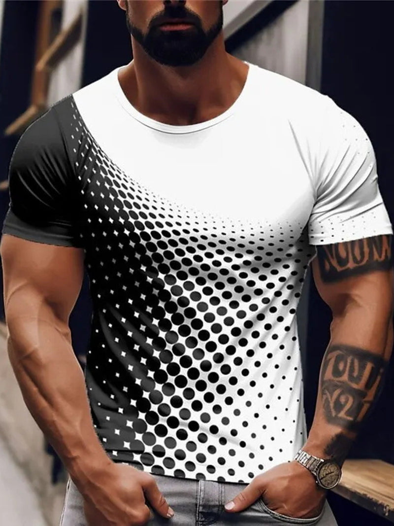 Men's Full Size Gradient Dot Print T-Shirt Plus Size 2