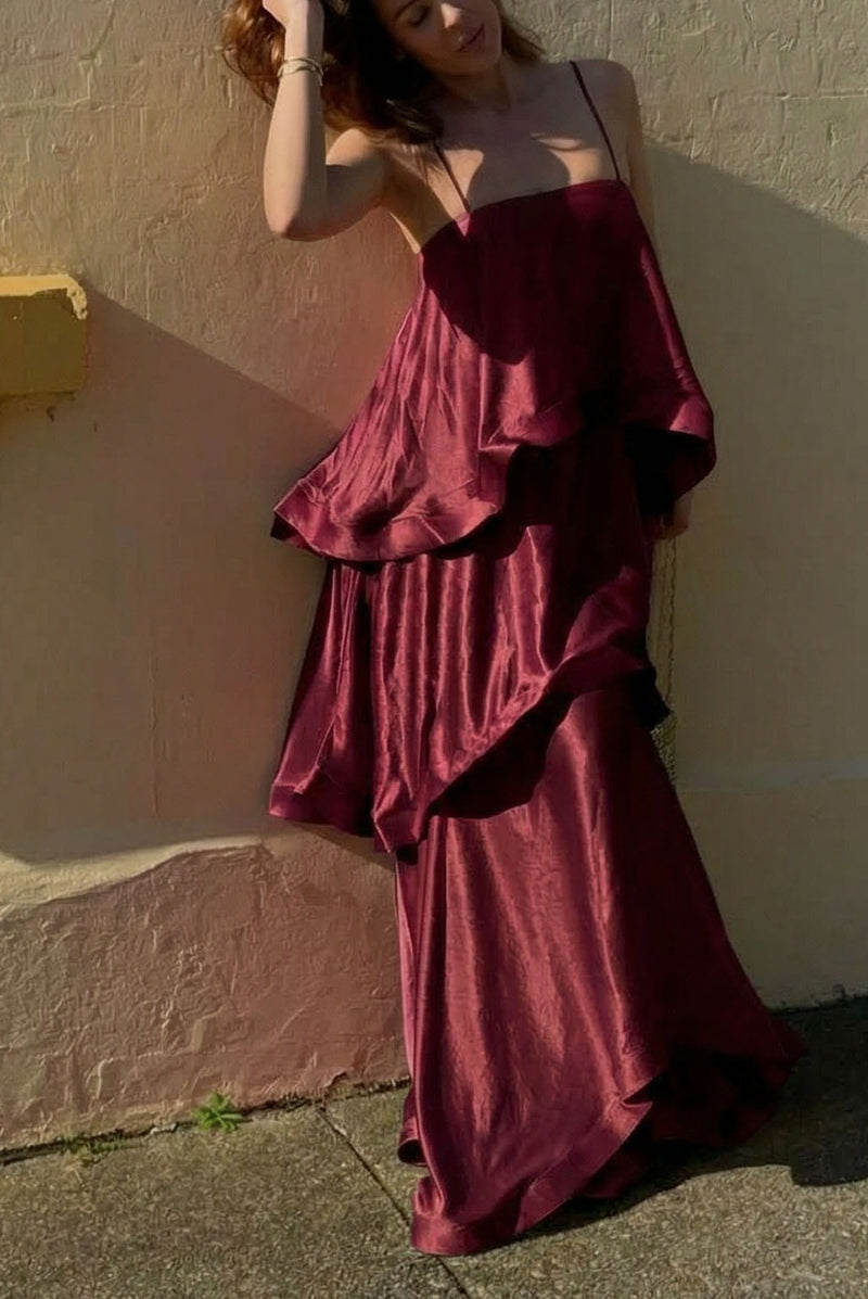 Saona vestido satén multicapa 4