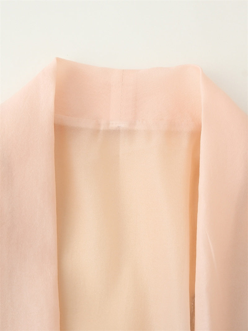 Blush Beaded Silk Kimono Jacket