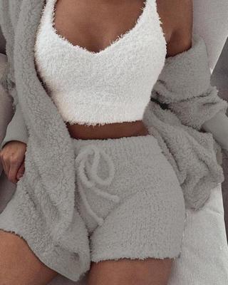 June Crop Lounge Short Set — gray