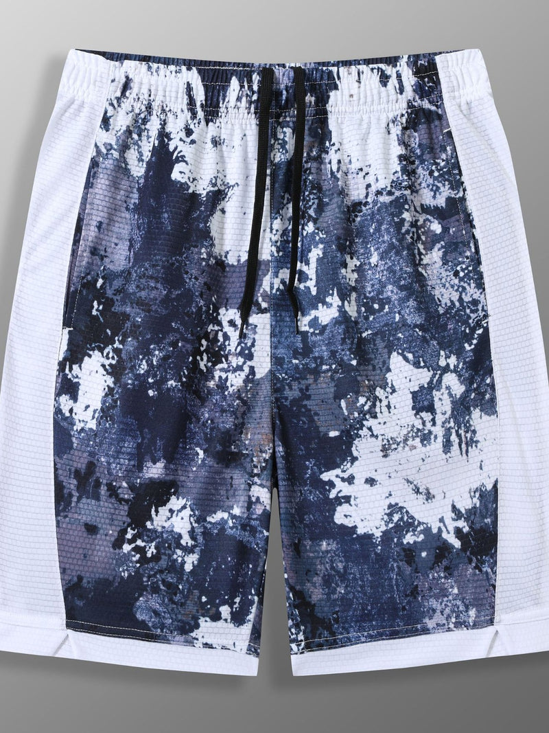 Men's Full Size Abstract Print Shorts Plus Size | Hazel & June Navy Blue