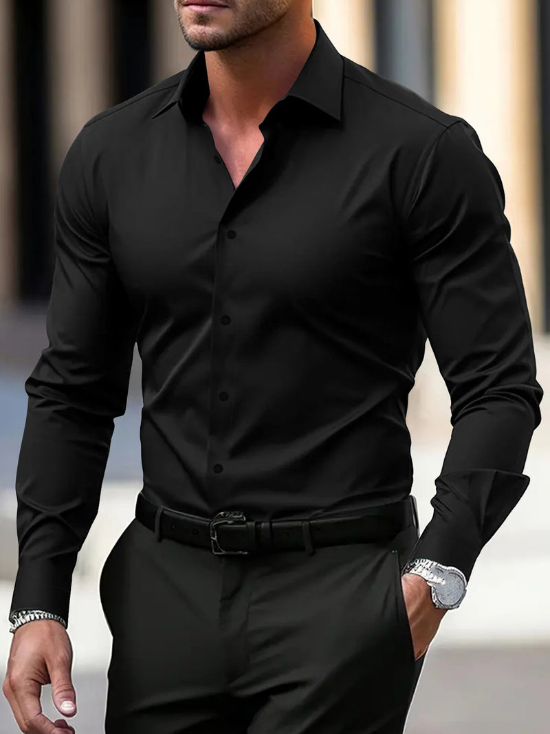 Adrian Navy Button-Down Shirt — Black