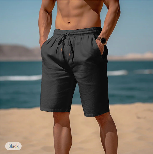 Arlo Drawstring Beach Shorts in Black