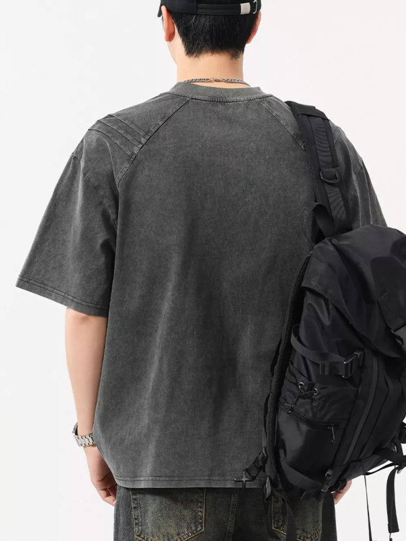 Men's Plus Size Vintage Washed Round Neck Tee 6