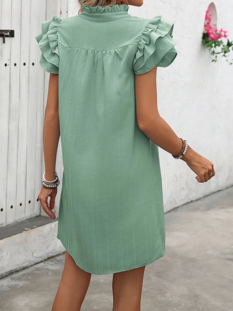 Ivy Lane Ruffled Notched Cap Sleeve Mini Dress 4