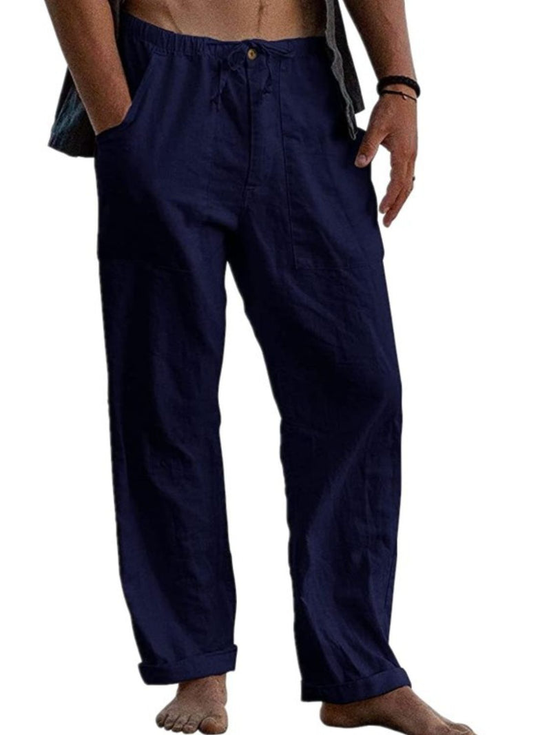 Men's Full Size Drawstring Straight Leg Pants Plus Size Navy