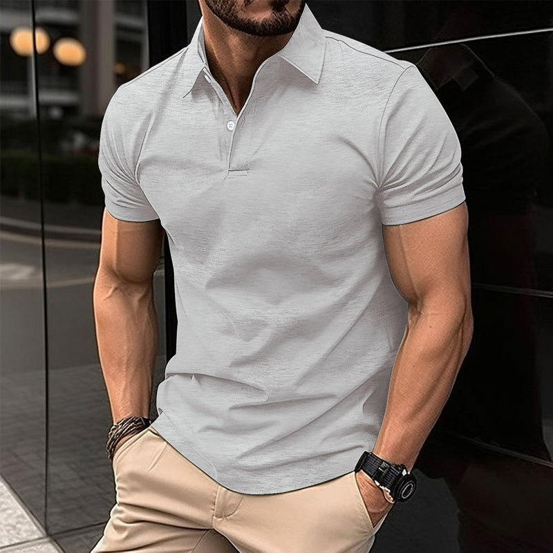 Forest Button Polo Shirt — Light Gray