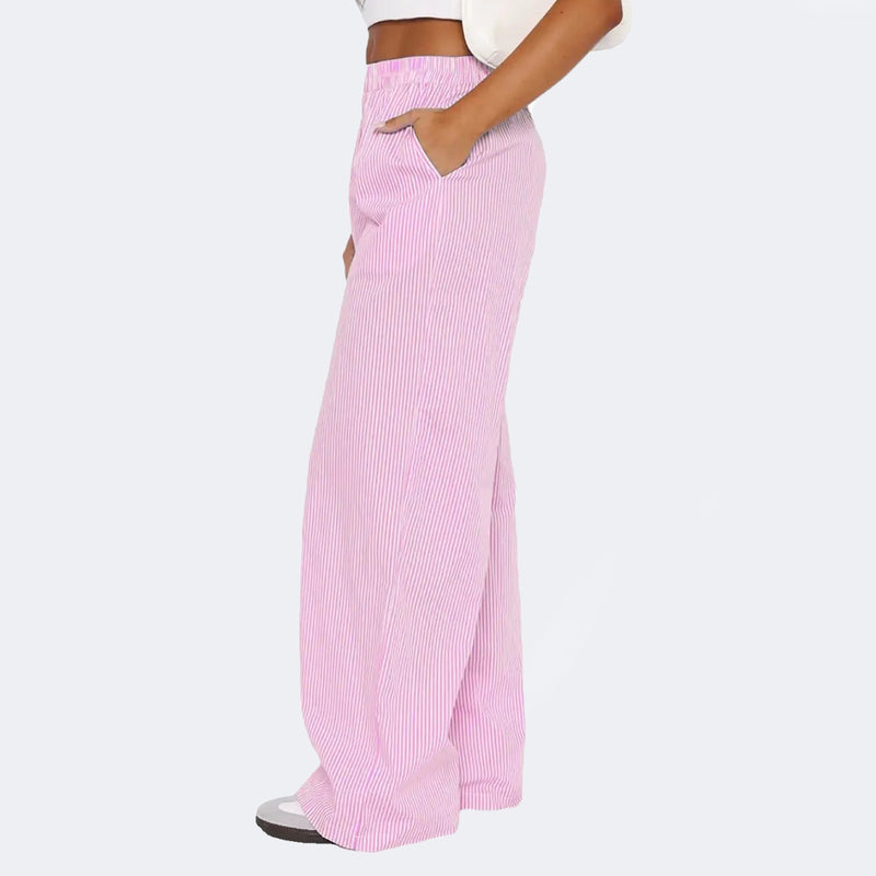 Lena Striped Pocket Pants — Pink
