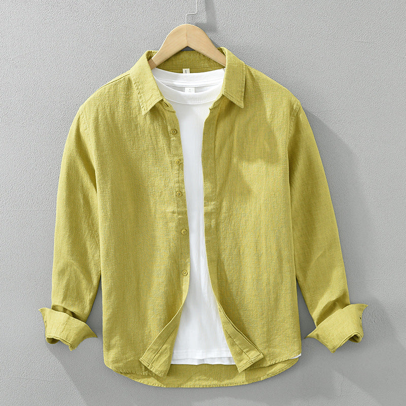 Artisan Linen-Look Long Sleeve Shirt — Yellow