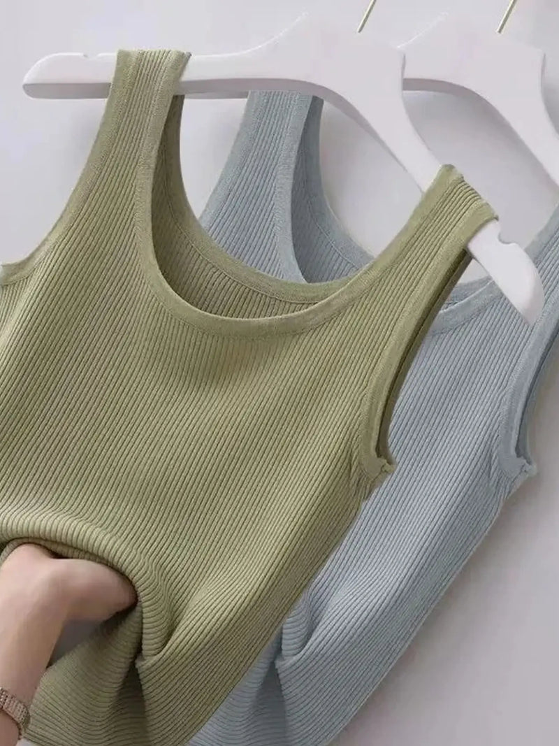 Plus Size Ribbed Knit Scoop Neck Tank Top 4