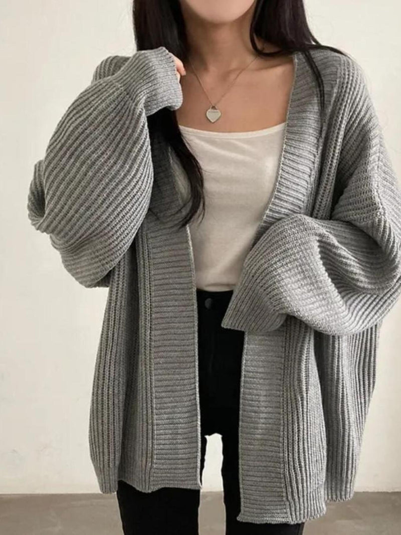 Open Front Oversized Knit Cardigan | Hazel & June Gray
